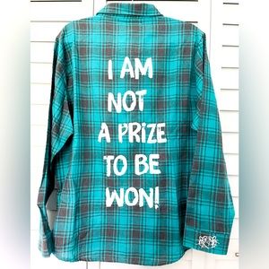 NWOT Cakeworthy Aladdin Jasmine Flannel - “I Am Not A Prize To Be Won” Size XL